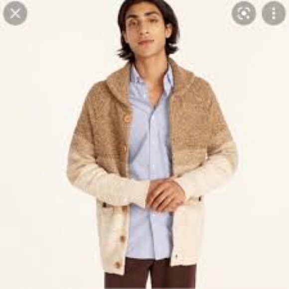 J Crew Cable Knit Ombre Shawl Collar Cardigan Size Large - Picture 2 of 6